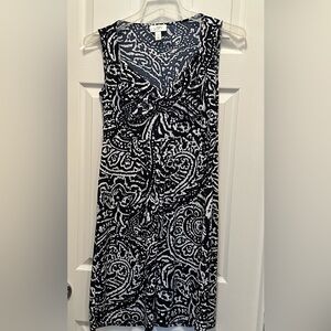 Ann Taylor Loft Navy Blue summer dress 10 sleeveless side zip Lightweight